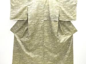 家屋風景模様手織り紬着物